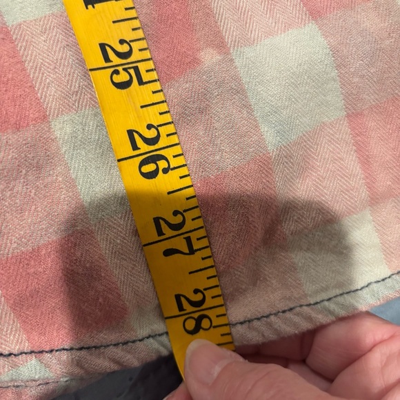 Blue and Pink Plaid Men's Shirt Distressed - Picture 7 of 9